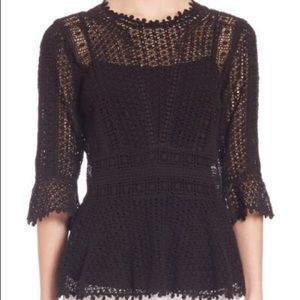 Rebecca Taylor Crochet Black top Size 4
